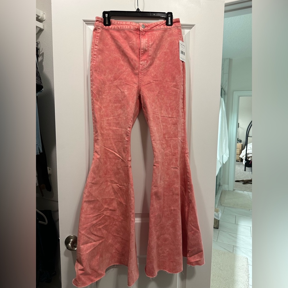 Free People Pink Bell Bottom Flare Jeans